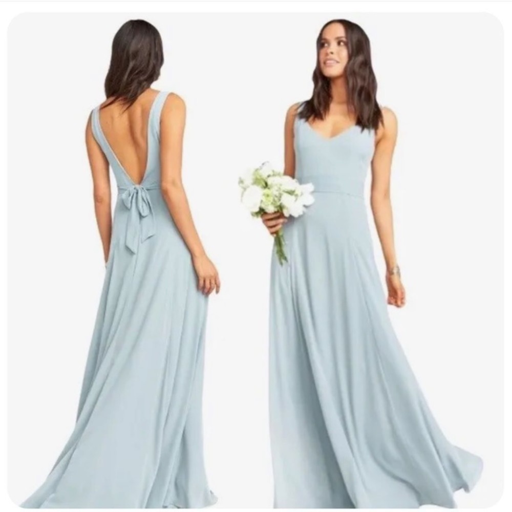 Show Me Your Mumu Jenn Maxi Bridesmaid Dress in Silver Sage NWT